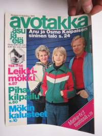 Avotakka 1976 nr 5, Anu ja Osmo Kaipainen, Leikkimökki, Mökin kalusteet, Palaset, Matka-TV:t, Piparmintunraikas keittiö, Ähtäriin, Somerolle, Teiskoon,  ym.