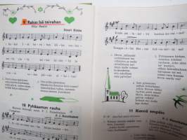 Laulukirja - Koulun ja kodin lauluja, Koululaisen musiikkioppi, Soittimet, Yhtyeet ym., kaikki laulujen nimet näkyvät kohteen kuvissa