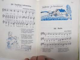 Laulukirja - Koulun ja kodin lauluja, Koululaisen musiikkioppi, Soittimet, Yhtyeet ym., kaikki laulujen nimet näkyvät kohteen kuvissa