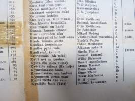 Laulukirja - Koulun ja kodin lauluja, Koululaisen musiikkioppi, Soittimet, Yhtyeet ym., kaikki laulujen nimet näkyvät kohteen kuvissa