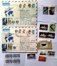 Kirjekuoria Venäjältä 2 kpl. Sekalaisia postimerkkejä