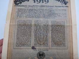 1000 Mark Deutsche Sparpremien-Anleihe 1919 Reihe B Gruppe 2218 Nr. 138 -saksalainen lainapaperi