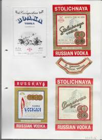 Viro Venäjä viina- ja viinietikettejä n 10 kpl erä sivuilla  -  viinaetiketti