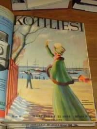 Kotiliesi 1934 -sidottu vuosikerta,Kansikuvitus Rudolf Koivu, upeat kansikuvat näkyvät kuvissa !