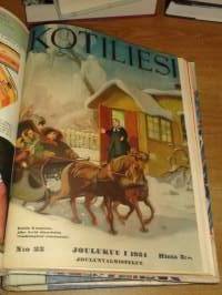 Kotiliesi 1934 -sidottu vuosikerta,Kansikuvitus Rudolf Koivu, upeat kansikuvat näkyvät kuvissa !