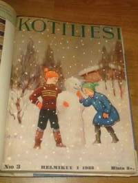 Kotiliesi 1933 -sidottu vuosikerta,Kansikuvitus Rudolf Koivu, upeat kansikuvat näkyvät kuvissa !