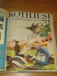 Kotiliesi 1933 -sidottu vuosikerta,Kansikuvitus Rudolf Koivu, upeat kansikuvat näkyvät kuvissa !