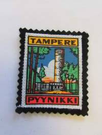 Tampere Pyynikki -kangasmerkki / matkailumerkki / hihamerkki / badge -pohjaväri musta