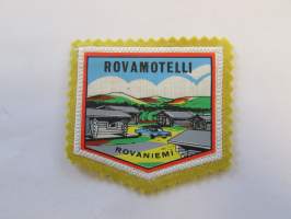 Rovamotelli Rovaniemi -kangasmerkki / matkailumerkki / hihamerkki / badge -pohjaväri keltainen