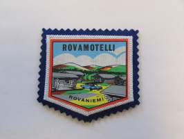 Rovamotelli Rovaniemi -kangasmerkki / matkailumerkki / hihamerkki / badge -pohjaväri sininen
