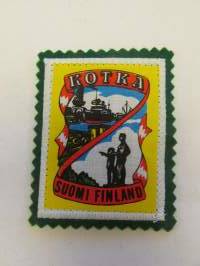 Kotka Suomi Finland-kangasmerkki / matkailumerkki / hihamerkki / badge -pohjaväri vihreä