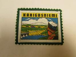 Karigasniemi-kangasmerkki / matkailumerkki / hihamerkki / badge -pohjaväri vihreä
