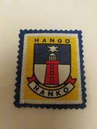 Hanko Hangö-kangasmerkki / matkailumerkki / hihamerkki / badge -pohjaväri sininen