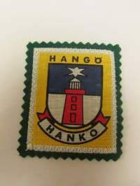 Hanko Hangö-kangasmerkki / matkailumerkki / hihamerkki / badge -pohjaväri vihreä
