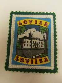 Lovisa Loviisa-kangasmerkki / matkailumerkki / hihamerkki / badge -pohjaväri vihreä