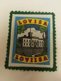 Lovisa Loviisa-kangasmerkki / matkailumerkki / hihamerkki / badge -pohjaväri vihreä