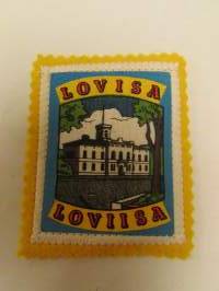 Lovisa Loviisa-kangasmerkki / matkailumerkki / hihamerkki / badge -pohjaväri keltainen