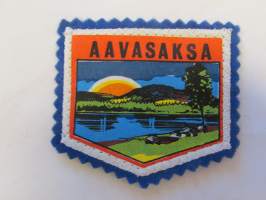 Aavasaksa-kangasmerkki / matkailumerkki / hihamerkki / badge -pohjaväri sininen