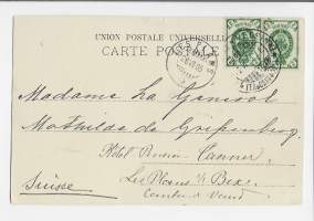 Lahti Saimaalla Hj Munsterhjelm  - paikkakuntapostikortti kulkenut 1905