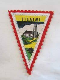 Iisalmi -kangasmerkki / matkailumerkki / hihamerkki / badge -pohjaväri punainen