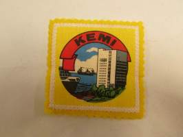 Kemi -kangasmerkki / matkailumerkki / hihamerkki / badge -pohjaväri keltainen