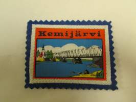 Kemijärvi -kangasmerkki / matkailumerkki / hihamerkki / badge -pohjaväri sininen