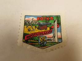 Kotka Ruotsinsalmi -kangasmerkki / matkailumerkki / hihamerkki / badge -pohjaväri valkoinen