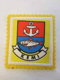 Kemi -kangasmerkki / matkailumerkki / hihamerkki / badge -pohjaväri keltainen