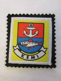 Kemi -kangasmerkki / matkailumerkki / hihamerkki / badge -pohjaväri musta