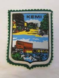 Kemi -kangasmerkki / matkailumerkki / hihamerkki / badge -pohjaväri vihreä