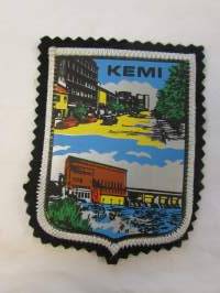 Kemi -kangasmerkki / matkailumerkki / hihamerkki / badge -pohjaväri musta