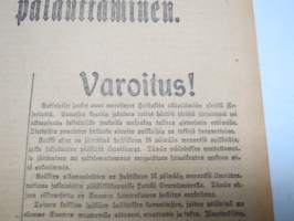 Helsingin Sanomat 1918 nr 2, ilmestynyt 14.4.1918 -toinen kapinan kukistamisen jälkeen ilmestynyt numero - Laillisen yhteiskuntajärjestelmän palauttaminen