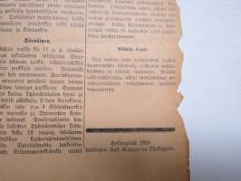 Helsingin Sanomat 1918 nr 1, ilmestynyt 13.4.1918 -ensimmäinen kapinan kukistamisen jälkeen ilmestynyt numero - Suuret tapahtumat Helsingissä