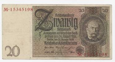 Saksa 20 Mark markkaa 1924 seteli