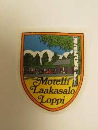 Motelli Laakasalo Loppi -kangasmerkki / matkailumerkki / hihamerkki / badge -pohjaväri valkoinen