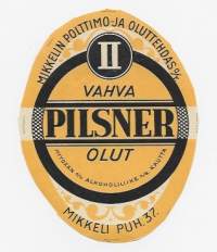 Vahva II Pilsner olut  - olutetiketti ( Frenckellin kivipaino )