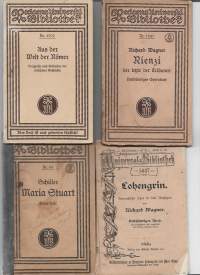 Saksankielisiä kirjoja Richard Wagner, x2 Schiller;Maria Stuart ja Aus der Welt der Römer 4 kpl erä
