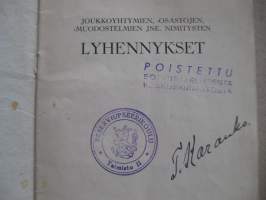 Joukkoyhtymien, -osastojen, -muodostelmien jne. nimitysten lyhennykset (ohjesääntö)