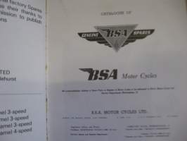 BSA spares - Models C10L, C11G – 1954 250 CC S.V., 250CC O.H.V. Rigid and Spring Frames
