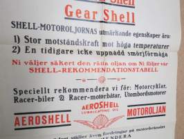 Obs! Motormän Obs! - Vädret blir varmare... Double Shell / Triple Shell / Golden Shell /Gear Shell Shell Bensin - Ni kan alltid lita på Shell -mainosjuliste 1933