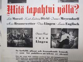 Mitä tapahtui yöllä - Wad hände om natten, Lili Murati, Karl Ludwig Diehl, Irene von Meyendorff, Lucie Englisch, ohjaus Theo Lingen -elokuvajuliste / movie poster