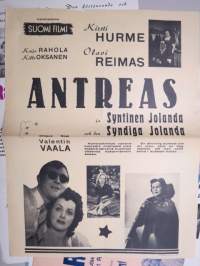 Antreas ja syntinen Jolanda / syndiga Jolanda, Kaija Rahola, Kirsti Hurme, Kille Oksanen, ohjaus Olavi Reimas -elokuvajuliste / movie poster