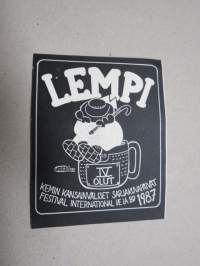 Lempi IV Olut - Kemin kansainväliset sarjakuvapäivät  - Festival International De La BD 1987 -tarraetiketti, piirtanyt JOPE Jorma Pitkänen