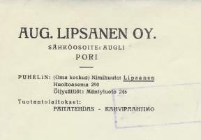 Aug Lipsanen Oy Pori 1955 - firmalomake