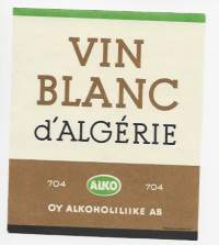 Vin Blanc dÁlgerie nr 704 - viinaetiketti viinietiketti / Frencellin kivipaino