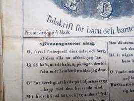 EOS - Tidskrift för barn och barnens vänner 1866 årgång - Stentryckeriet i Åbo -inbunden, tryckta bilder, delvis handkolorerade färgtryck, t.ex. Nådendal