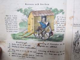 EOS - Tidskrift för barn och barnens vänner 1866 årgång - Stentryckeriet i Åbo -inbunden, tryckta bilder, delvis handkolorerade färgtryck, t.ex. Nådendal