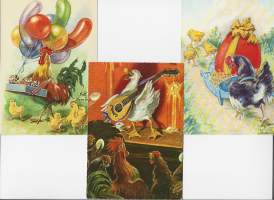 Curt Nyström  sign - taiteilijapostikortti postikortti pääsiäiskorttii 3 kpl erä