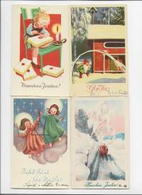 Olavi Vikainen  sign - taiteilijapostikortti joulukortti postikortti kulkenut 4 kpl erä
