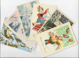 Olavi Vikainen  sign - taiteilijapostikortti joulukortti postikortti sekal 6 kpl erä